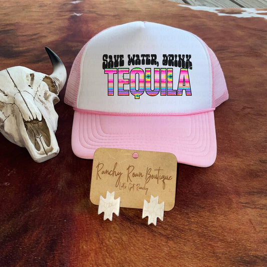 Save Water Drink Tequila Western Foam Trucker Hat - Ranchy Roan Boutique 