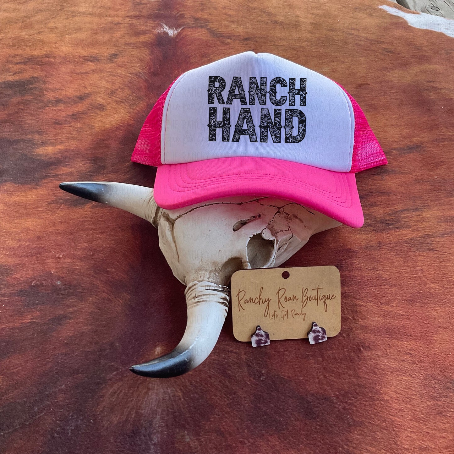 Tooled Ranch Hand Western Foam Trucker Hat - Ranchy Roan Boutique 