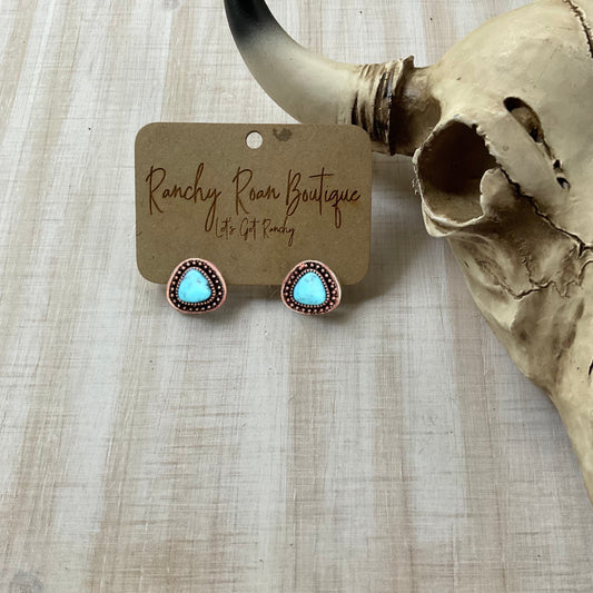 Tri Semi stone Turquoise earrings - Ranchy Roan Boutique 