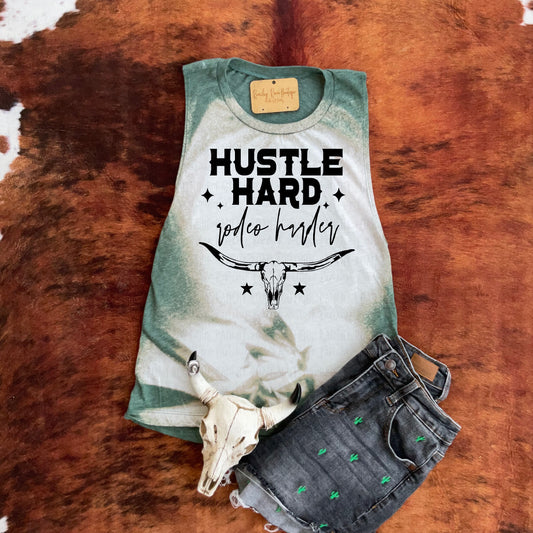 Hustle Hard Rodeo Harder Festival Muscle Tank - Ranchy Roan Boutique 