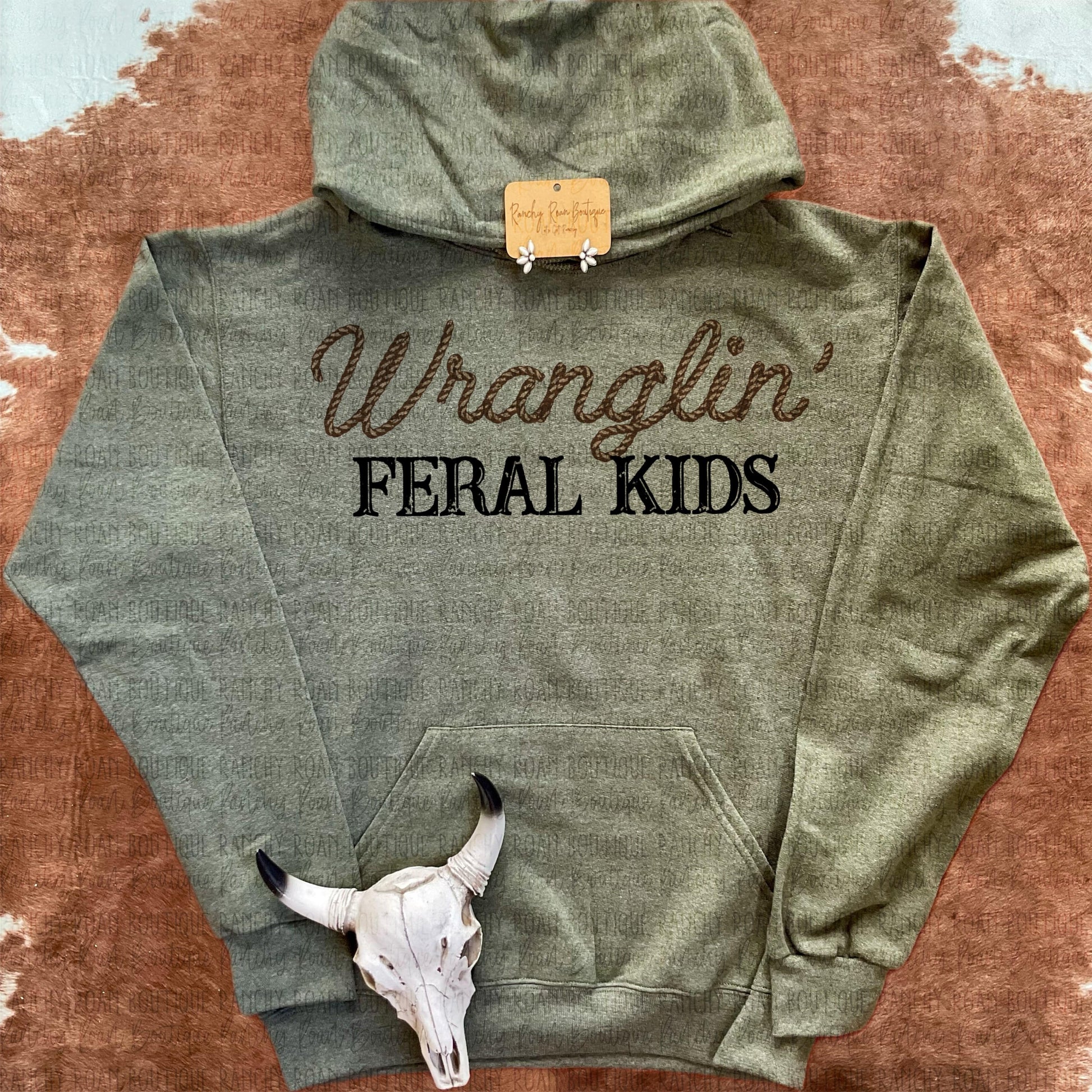 Wranglin’ Feral Kids Western Hoodie - Ranchy Roan Boutique 