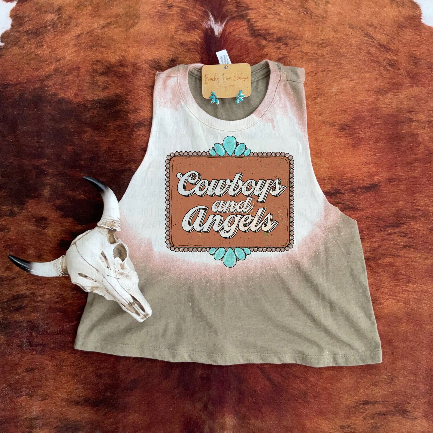 Cowboys & Angels Western Turquoise Crop - Ranchy Roan Boutique 