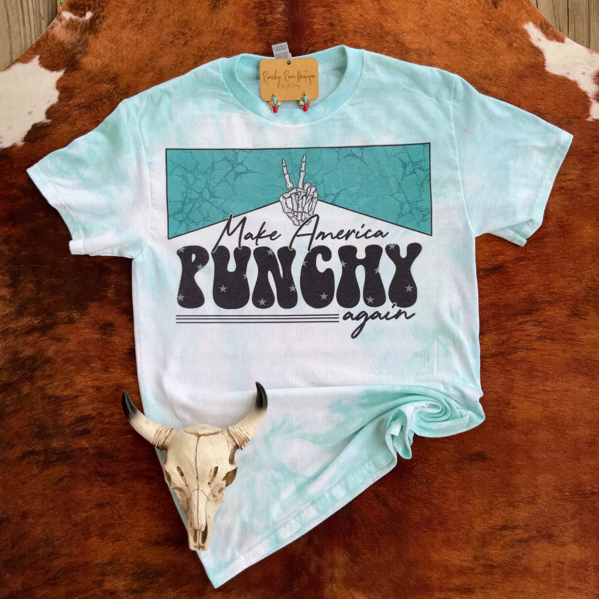 Make America Punchy Again Western Dyed Tee - Ranchy Roan Boutique 