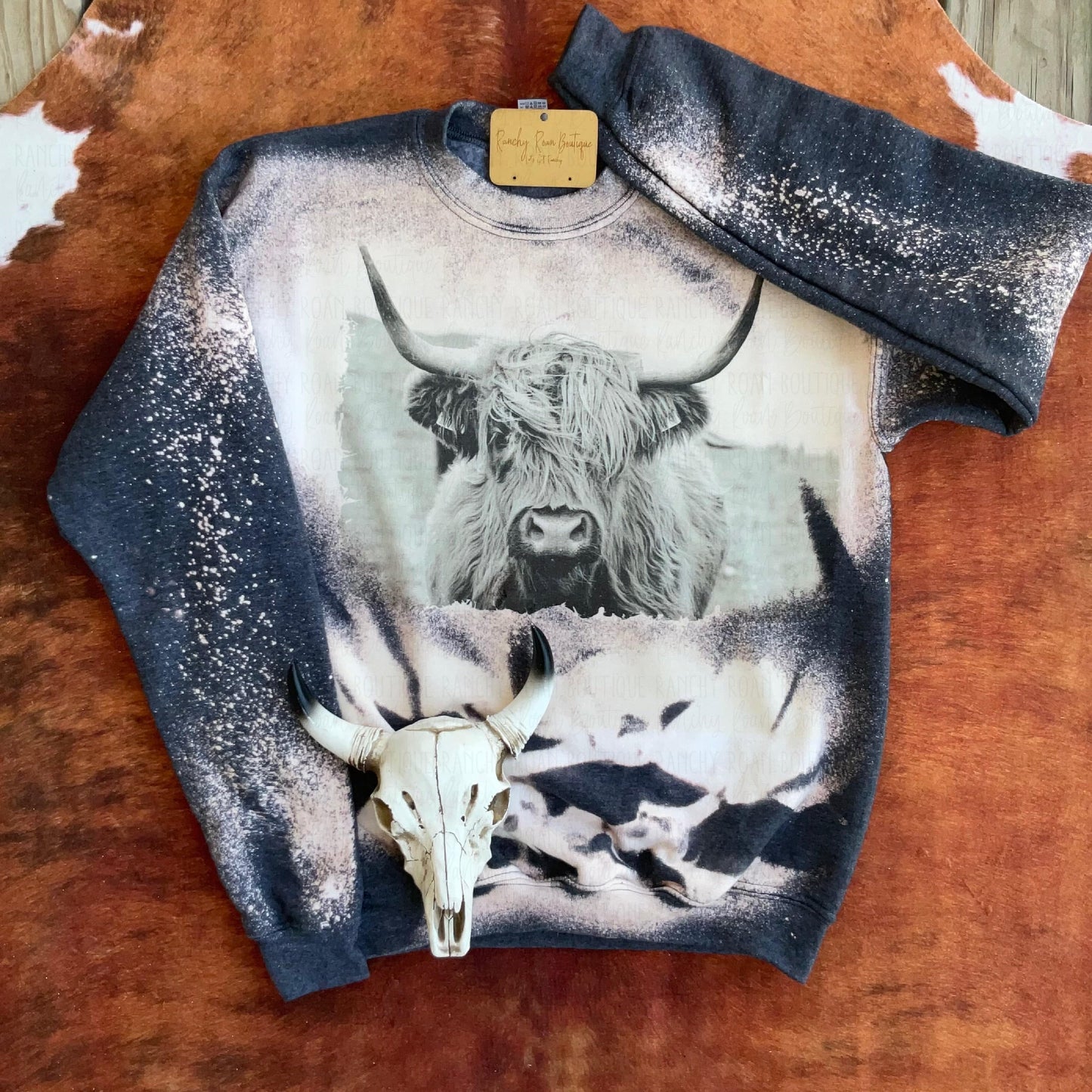 Highland Cowboy Distressed Youth Western Sweatshirt - Ranchy Roan Boutique 