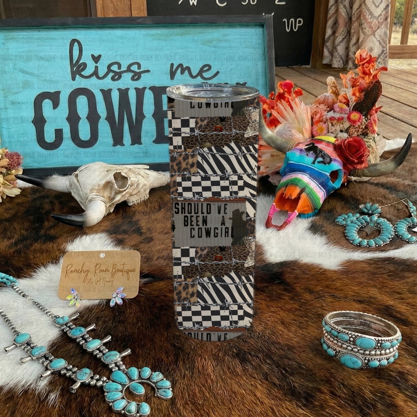 Should’ve Been a Cowgirl Patchwork Western Tumbler