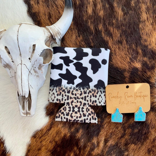 Cow Leopard Print Regular Koozie - Ranchy Roan Boutique 