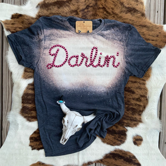 Darlin’ Neon Pink Stud Script Tee
