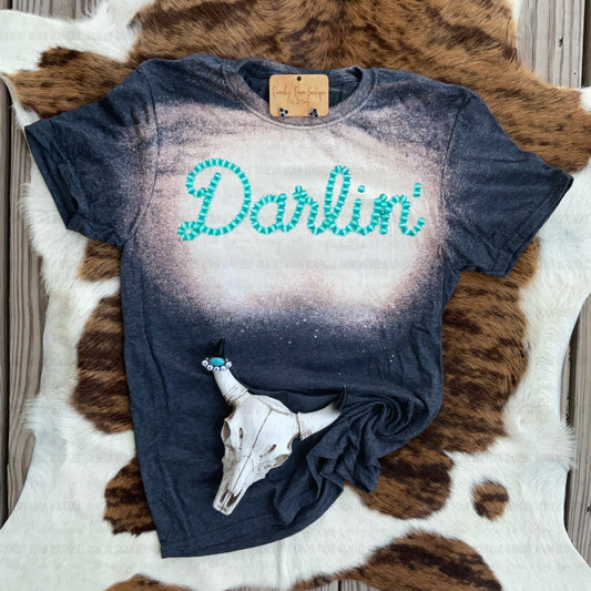Darlin’ Turquoise Stud Script Tee