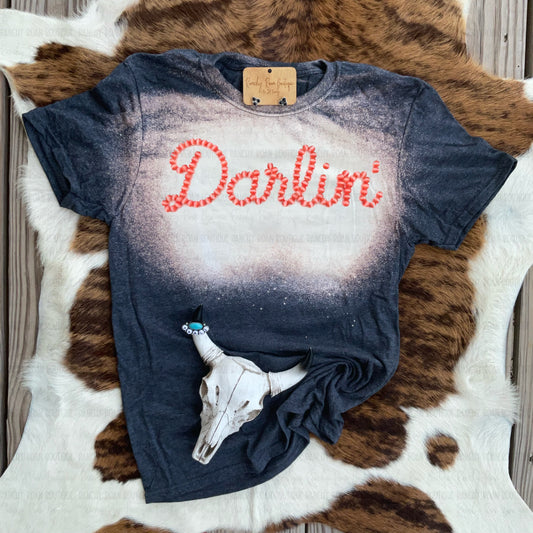 Darlin’ Coral Stud Script Tee