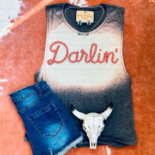 Darlin’ Coral Stud Festival Muscle Tank