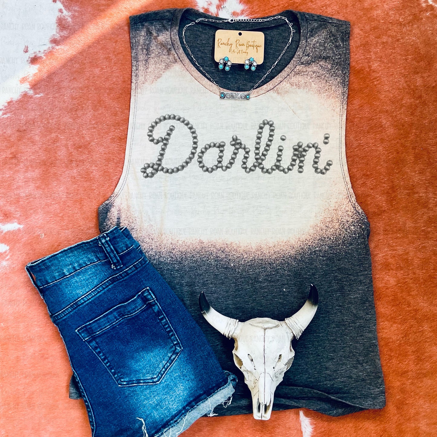 Darlin’ Silver Stud Script Festival Muscle Tank