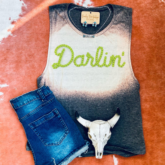 Darlin’ Neon Lime Stud Festival Muscle Tank