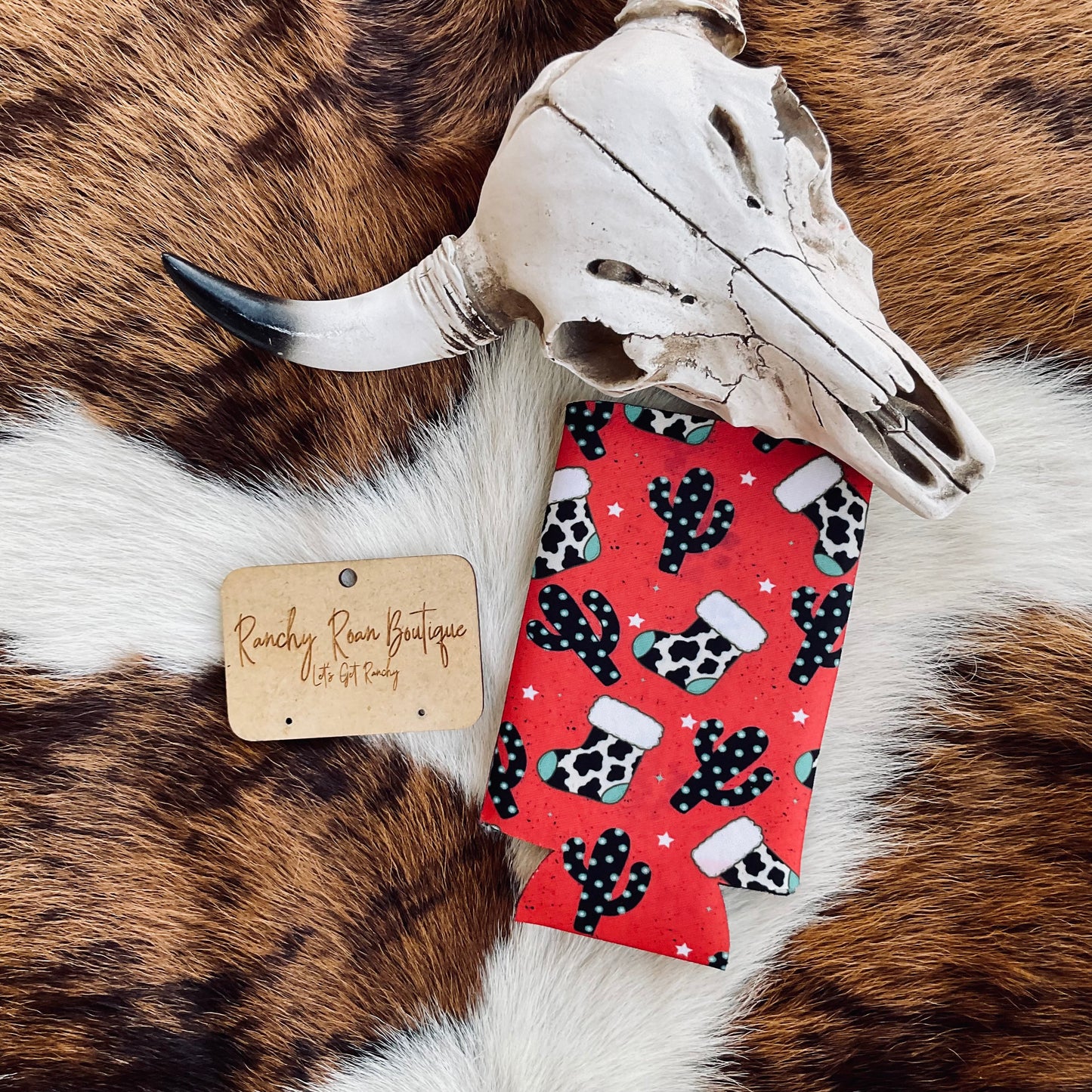 Western Christmas Stockings Koozie - Ranchy Roan Boutique 