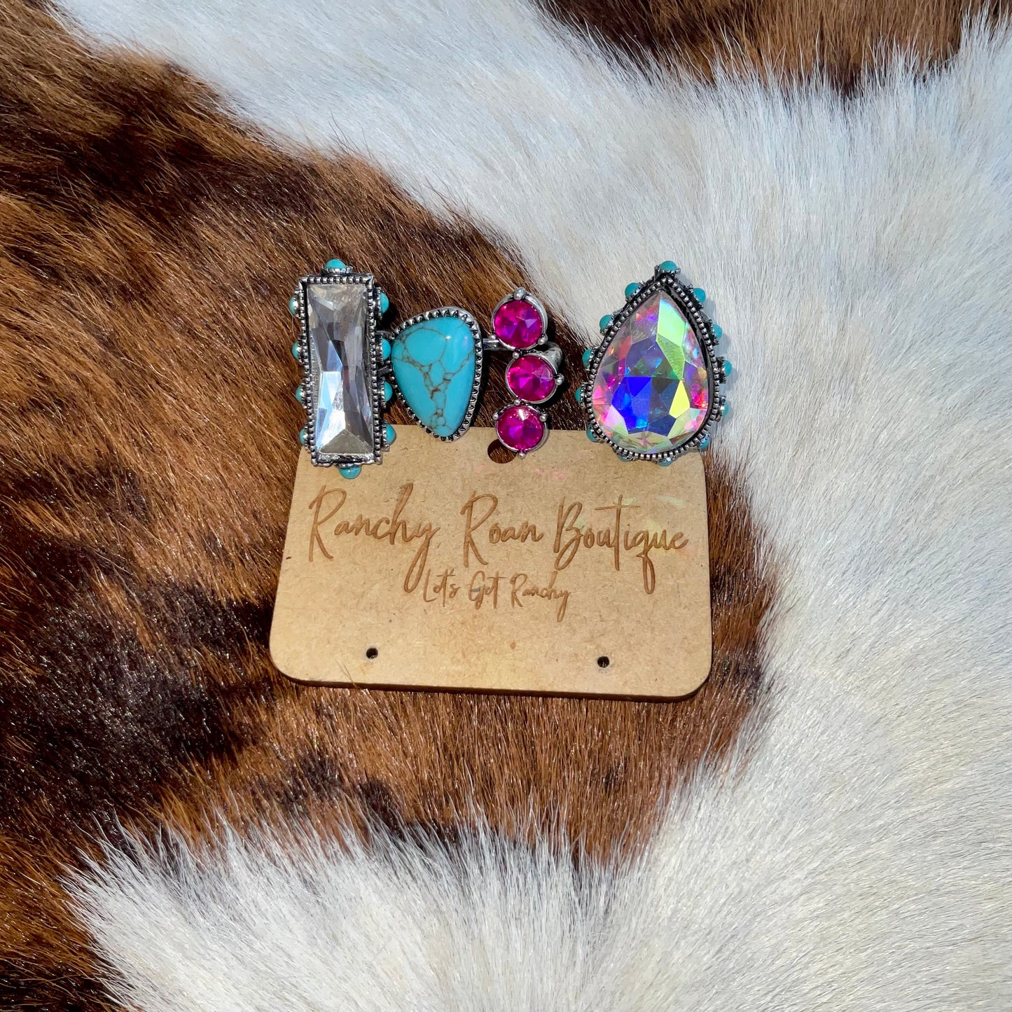 Stone Cuff Western Ring - Ranchy Roan Boutique 