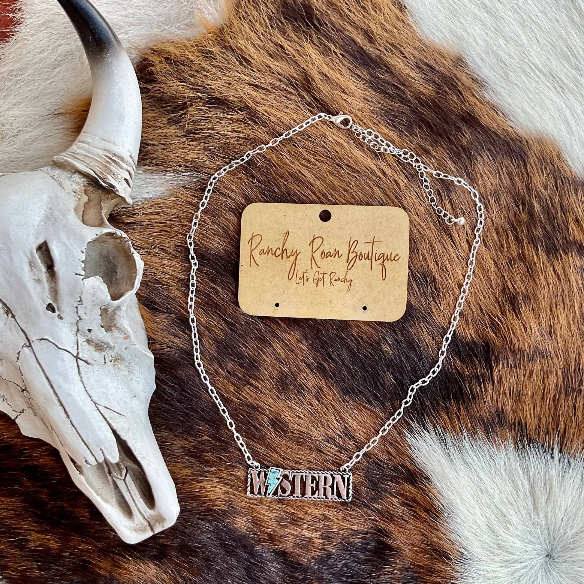 Thunder Stone Western Bar Necklace - Ranchy Roan Boutique 