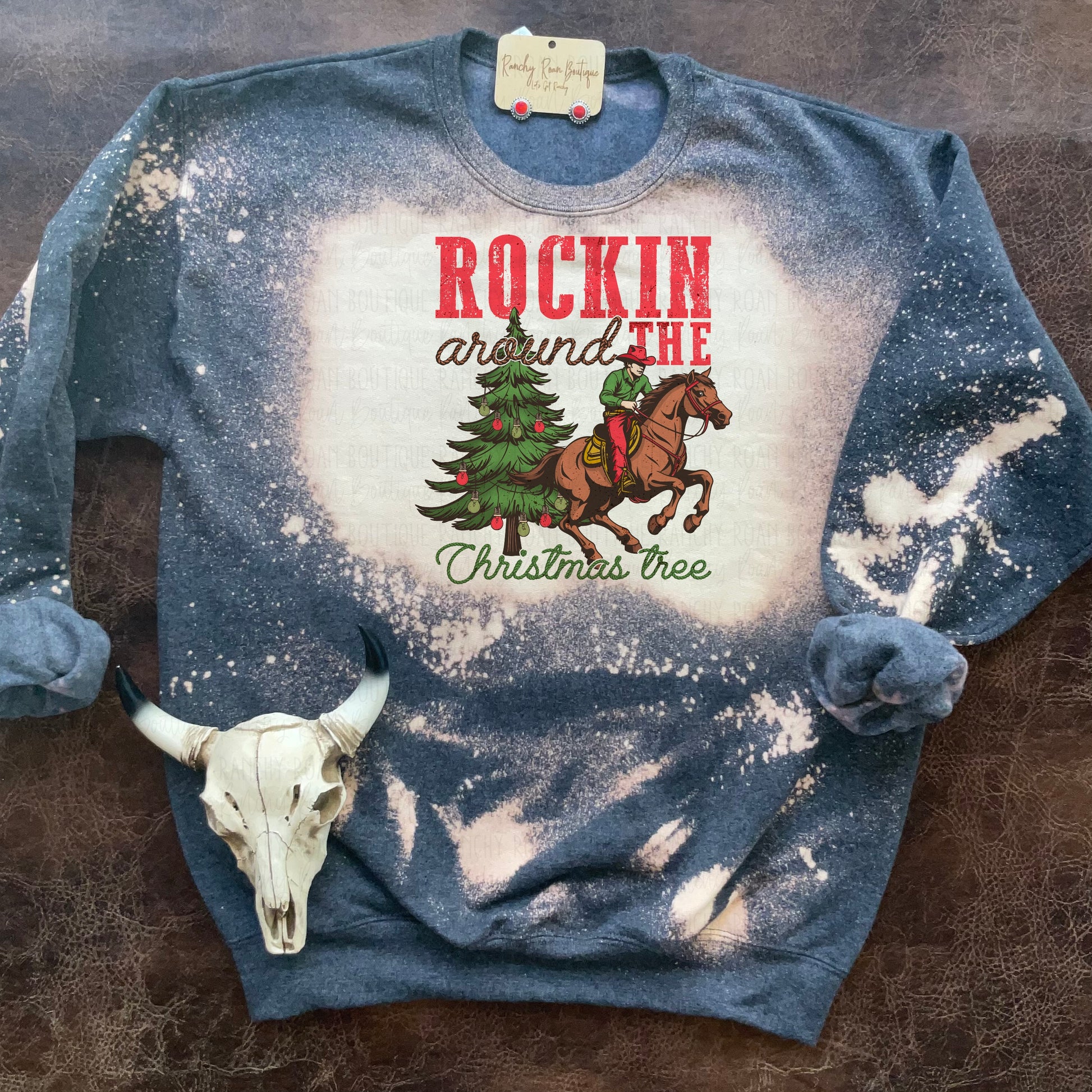 Rockin Around the Christmas Tree Western Sweatshirt - Ranchy Roan Boutique 