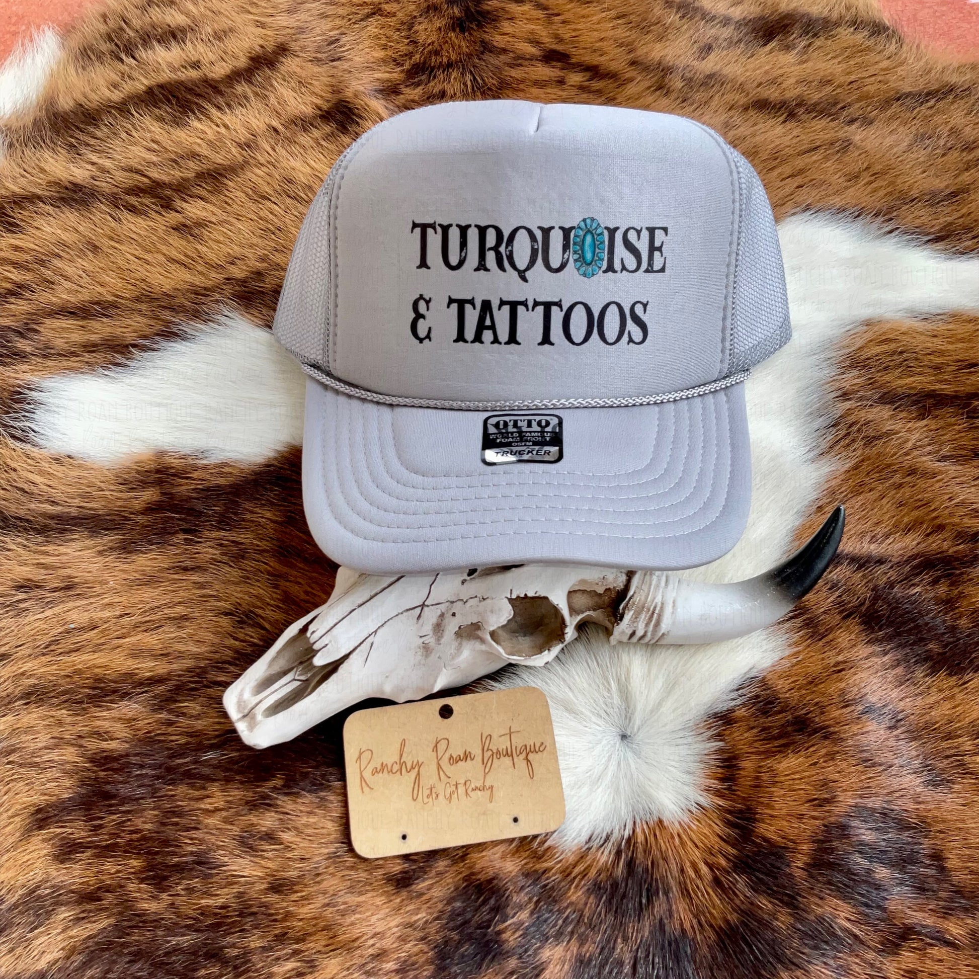 Turquoise & Tattoos Western Foam Trucker Hat - Ranchy Roan Boutique 