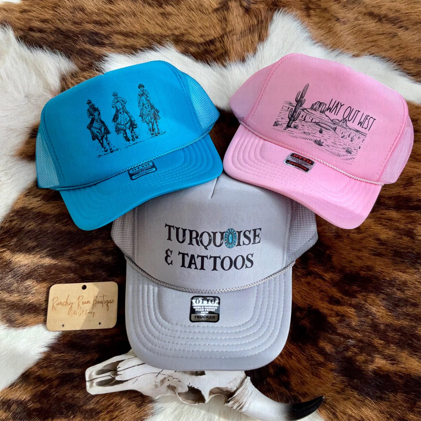 Turquoise & Tattoos Western Foam Trucker Hat - Ranchy Roan Boutique 