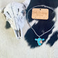 Western Turquoise Cow Head Pendant Necklace