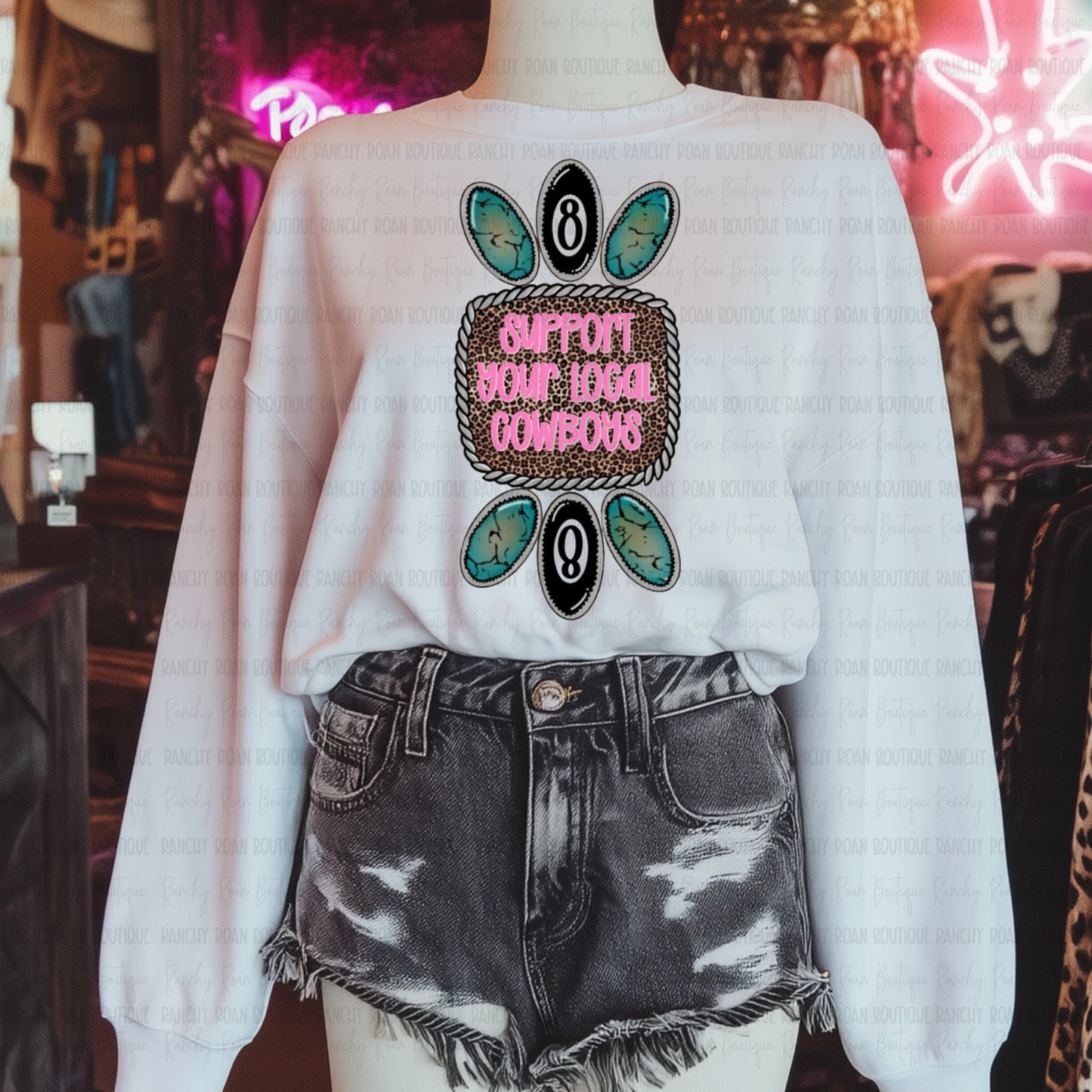 Support Your Local Cowboys Western Graphic Sweatshirt