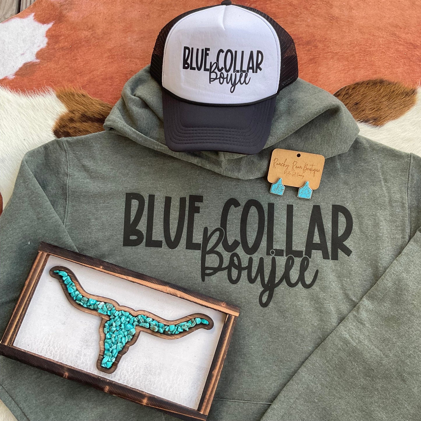 Blue Collar Boujee Hoodie - Ranchy Roan Boutique 