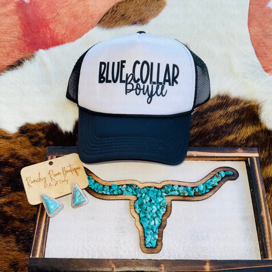 Blue Collar Boujee Western Trucker Hat - Ranchy Roan Boutique 