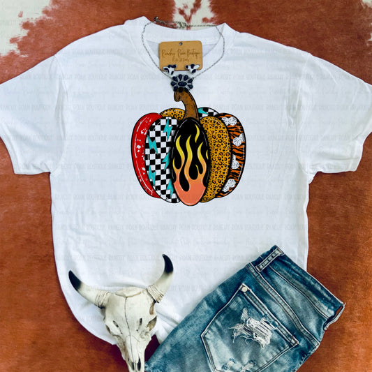 Western Y’allternative Patchwork Pumpkin Graphic Tee