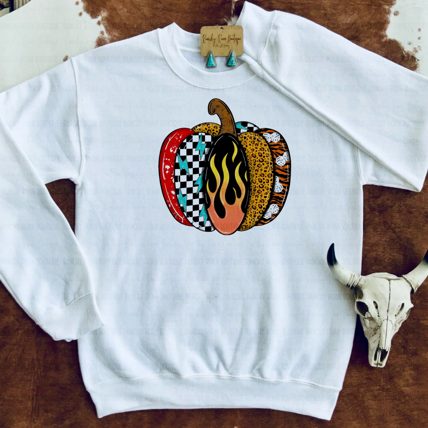 Western Y’allternative Patchwork Pumpkin Graphic Sweatshirt