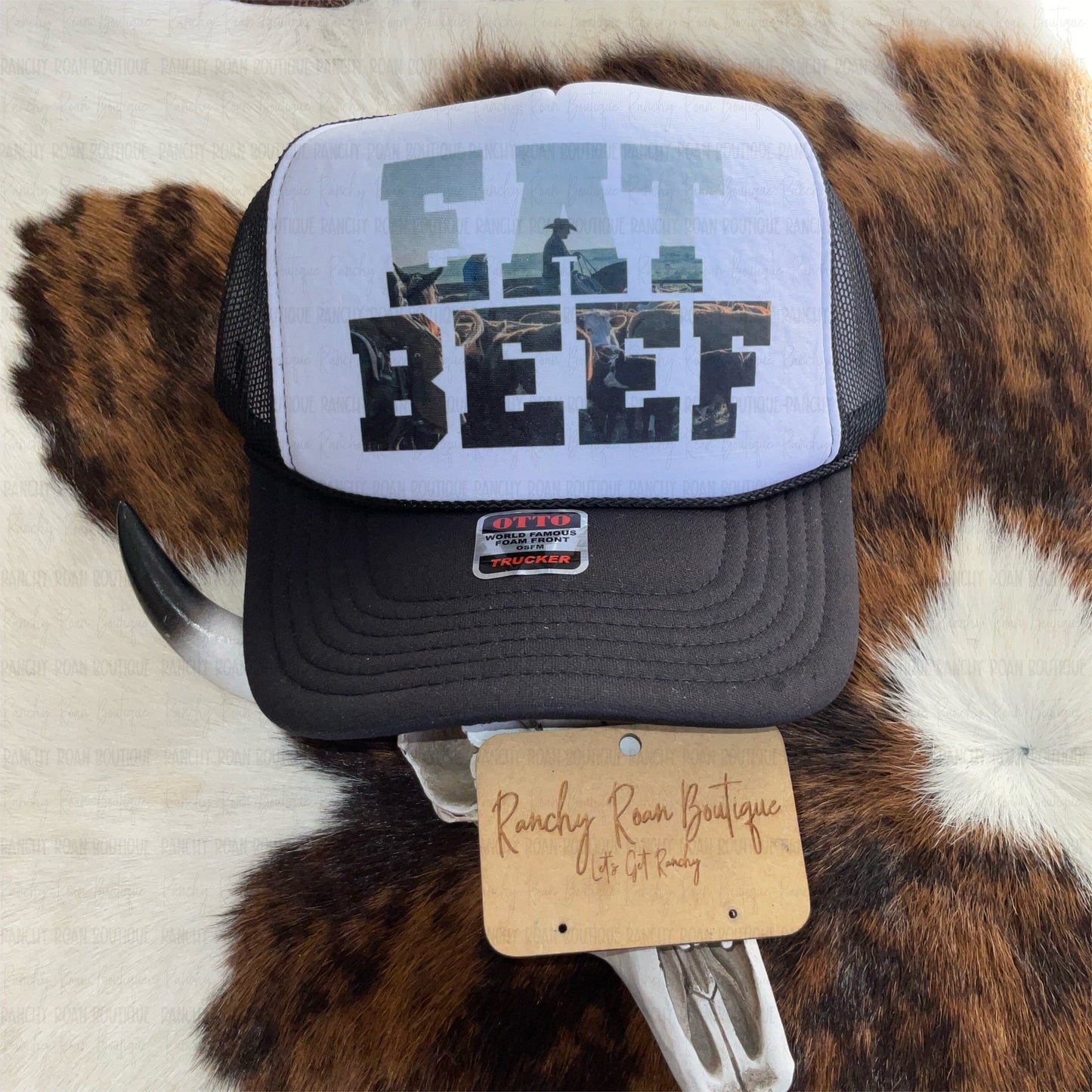 Eat Beef Western Foam Trucker Hat - Ranchy Roan Boutique 