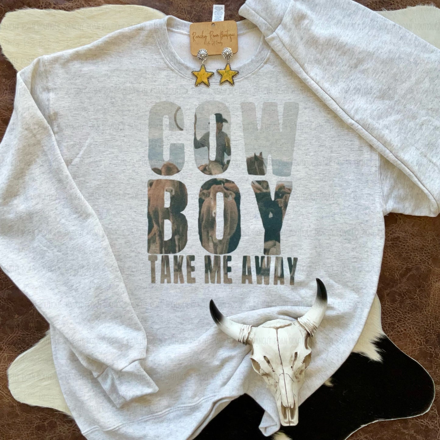 Moody Cowboy Take Me Away Western Sweatshirt - Ranchy Roan Boutique 