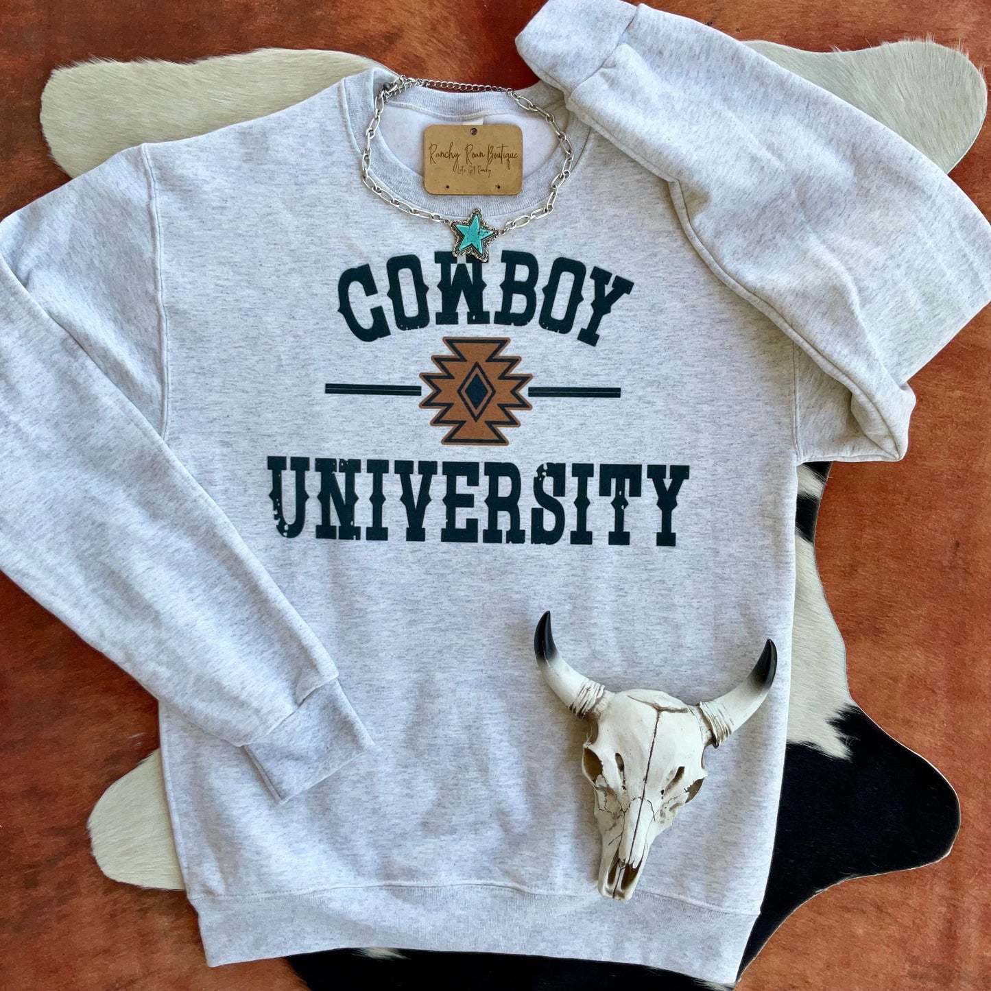 Cowboy University Western Sweatshirt - Ranchy Roan Boutique 