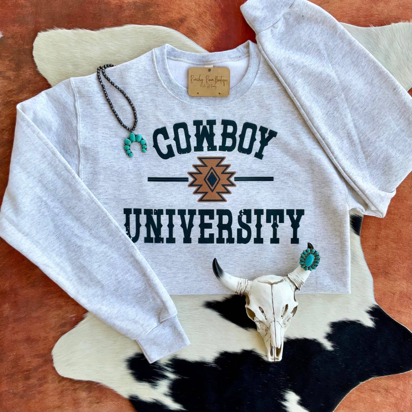 Cowboy University Western Sweatshirt - Ranchy Roan Boutique 