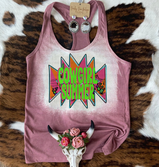 Cowgirl Summer Western Graphic Racerback Tank