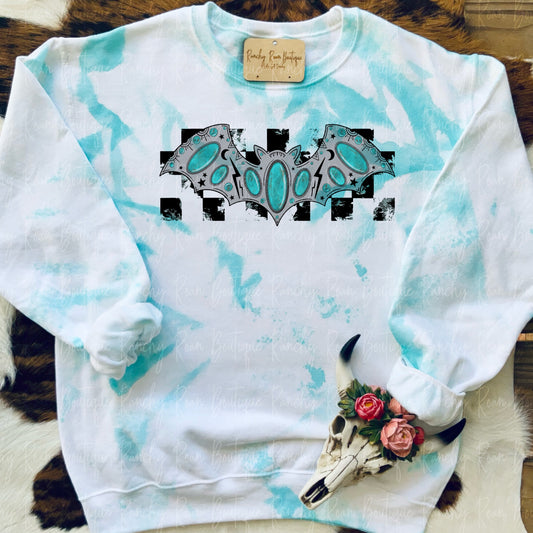 Turquoise Concho Bat Graphic Sweatshirt