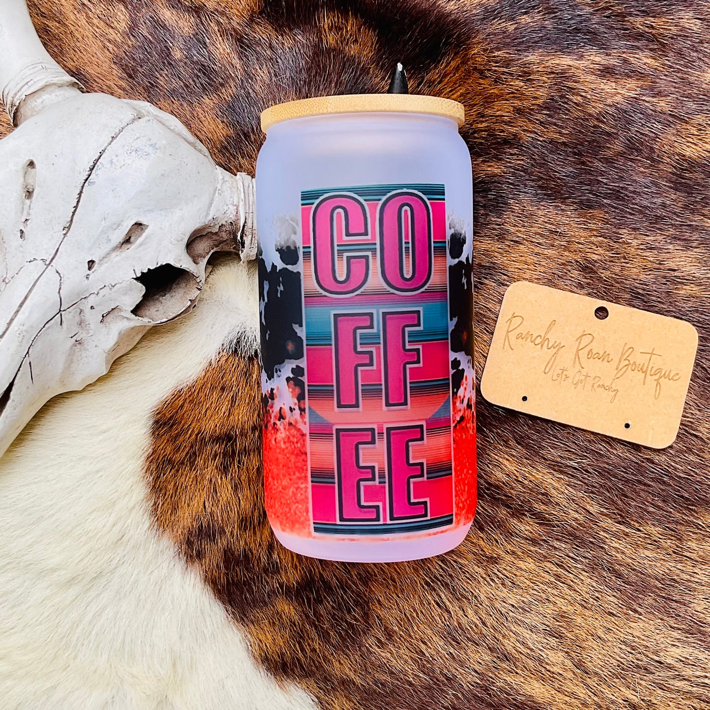 Coffee Serape Frosted Western Glass Tumbler