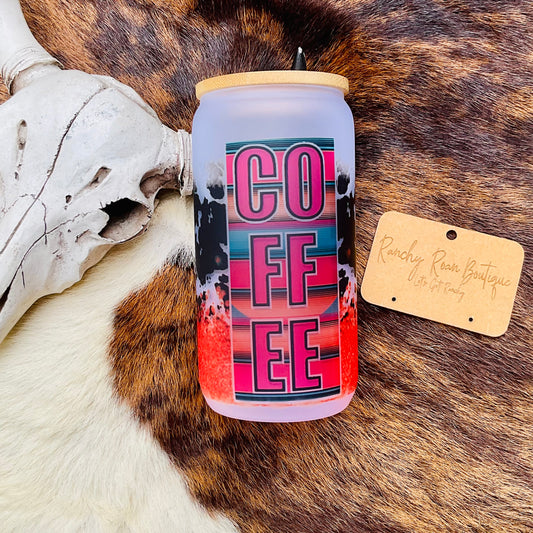 Coffee Serape Frosted Western Glass Tumbler