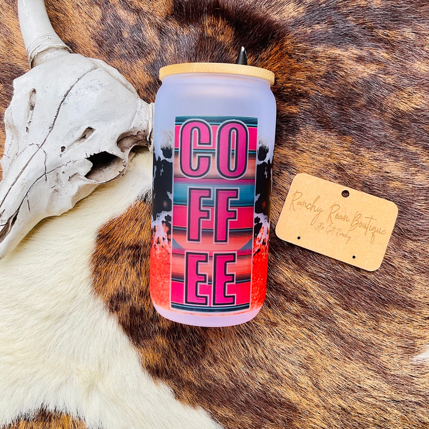 Coffee Serape Frosted Western Glass Tumbler