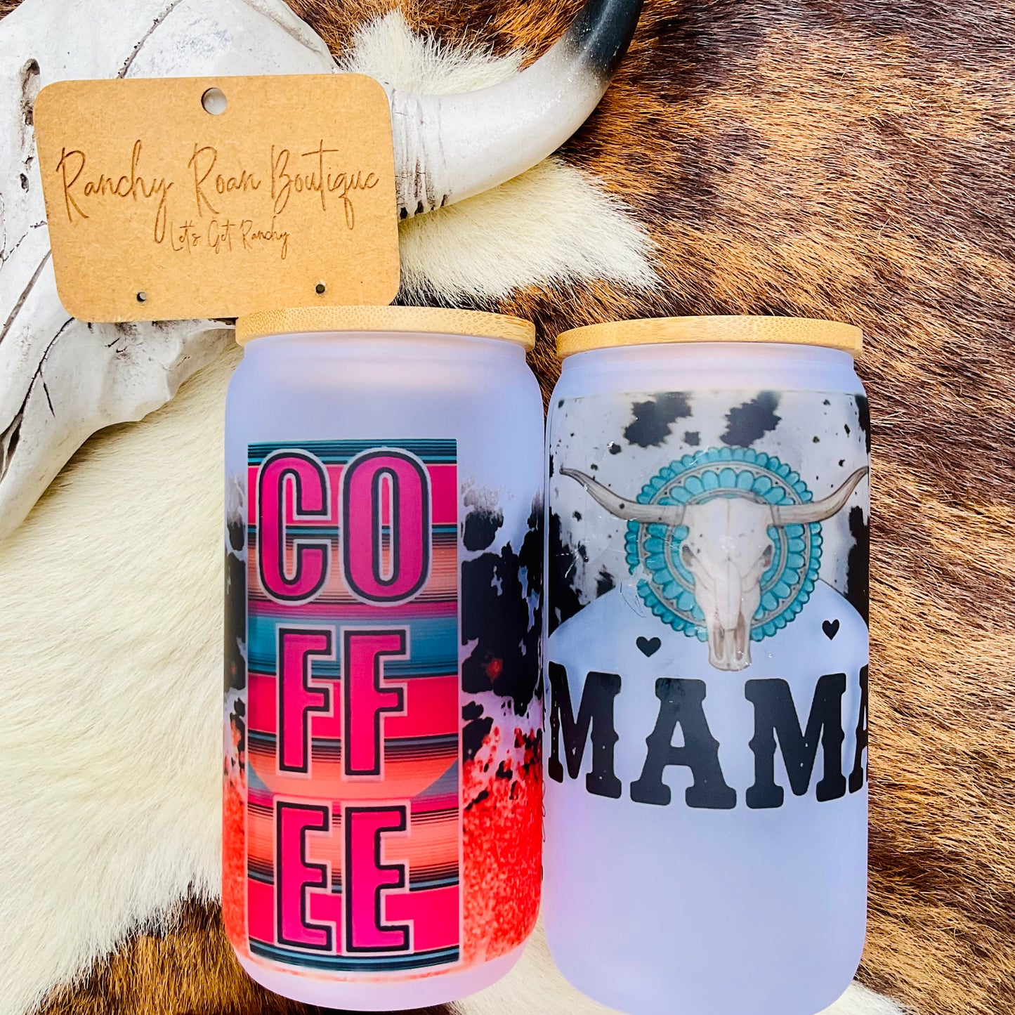 Coffee Serape Frosted Western Glass Tumbler