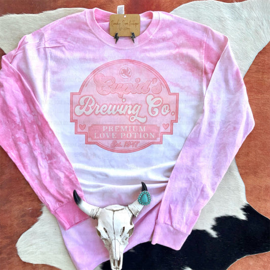 Cupid Brewing Co Dyed Long Sleeve Western 💘 - Ranchy Roan Boutique 