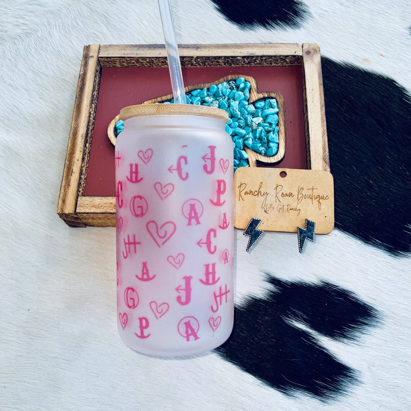 Hot Pink Neon Brands Frosted Glass Tumbler - Ranchy Roan Boutique 