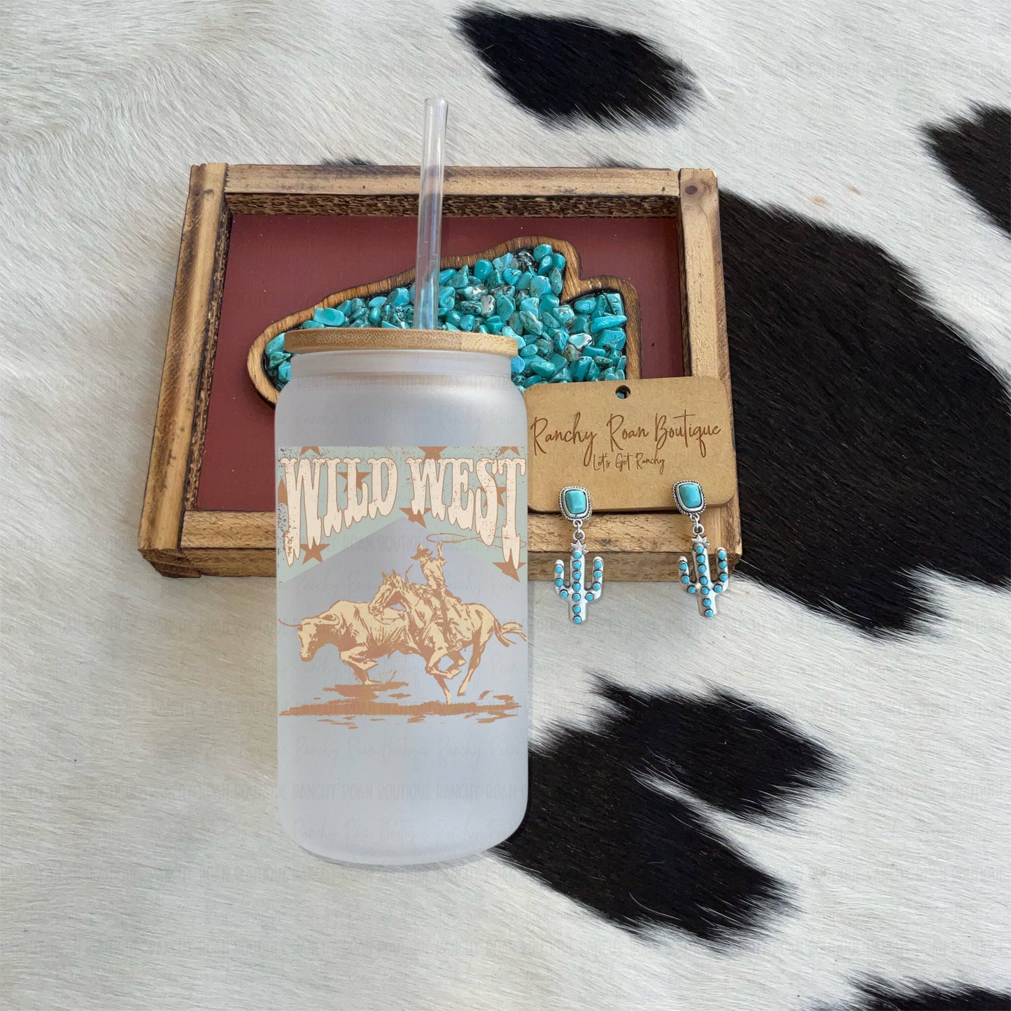 Wild West Western Frosted Glass Tumbler - Ranchy Roan Boutique 