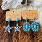 Cow Print Turquoise Star Stud Western Earrings