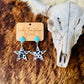 Cow Print Turquoise Star Stud Western Earrings