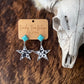 Cow Print Turquoise Star Stud Western Earrings
