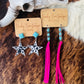 Cow Print Turquoise Star Stud Western Earrings