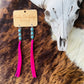 Turquoise Stone Pink Fringe Western Stud Earrings