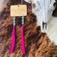Turquoise Stone Pink Fringe Western Stud Earrings