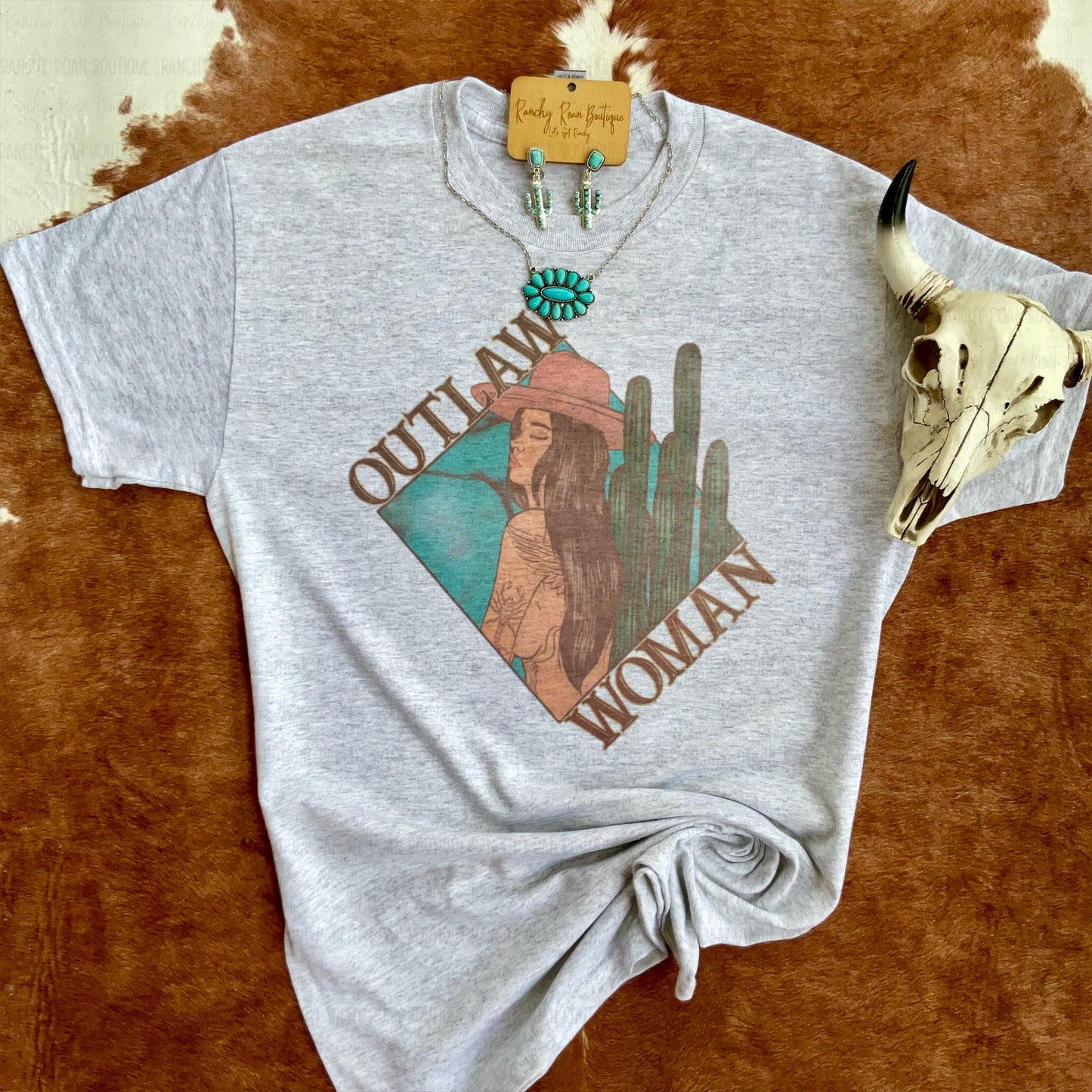 Outlaw Woman Boho Western T-shirt - Ranchy Roan Boutique 