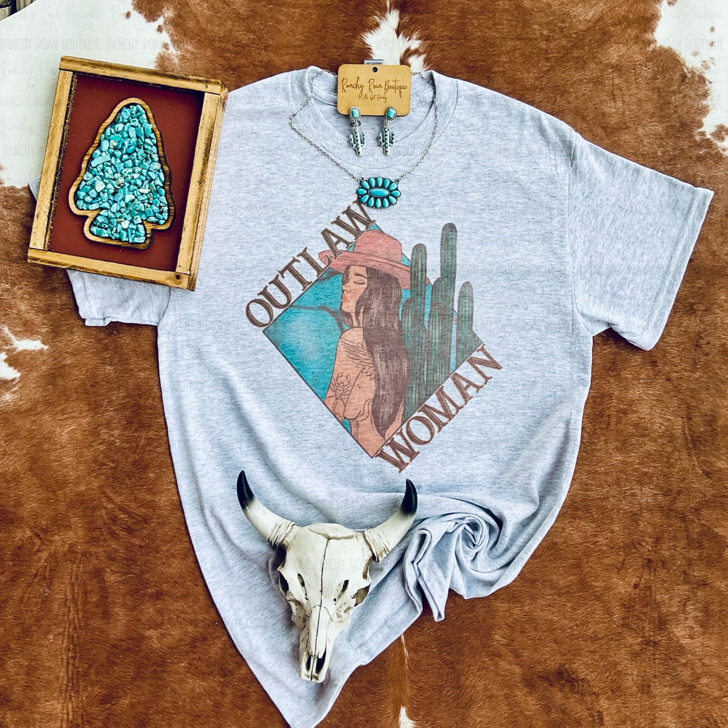 Outlaw Woman Boho Western T-shirt - Ranchy Roan Boutique 