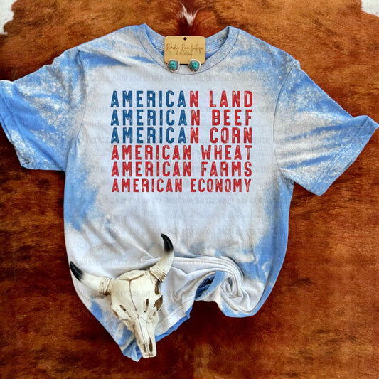 American Land American Beef Patriotic Farm Graphic Tee